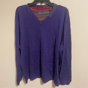 Robert Graham Men's V Neck 100% Wool Pullover Sweater, Size 3XL